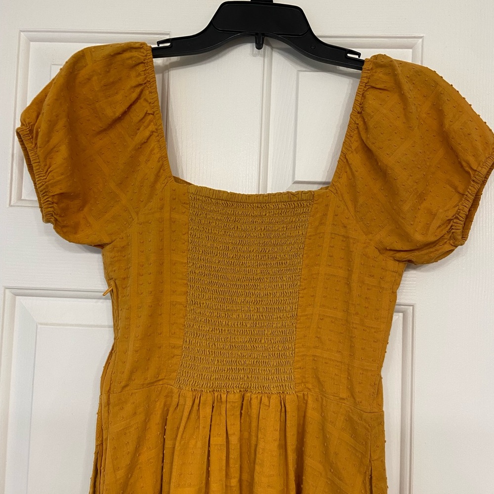 ModCloth More The Merrier Marigold Mustard Yellow Cotton Dress Sz Small - Picture 11 of 15